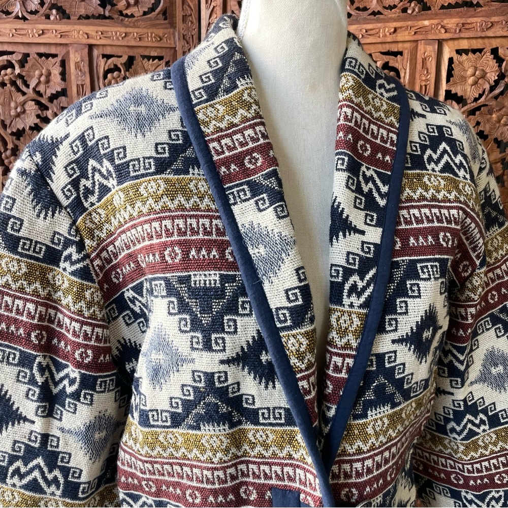 FLASHBACKS Vintage Southwestern Tapestry Jaquard Festival Patterned Jacket - Picture 6 of 12